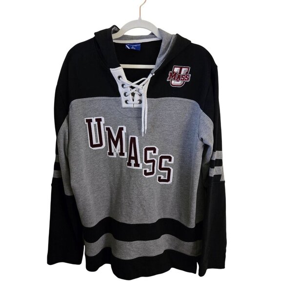 UMass Amherst Collegiate Champion Hooded Hockey Sweatshirt Unisex Size L - Picture 1 of 7